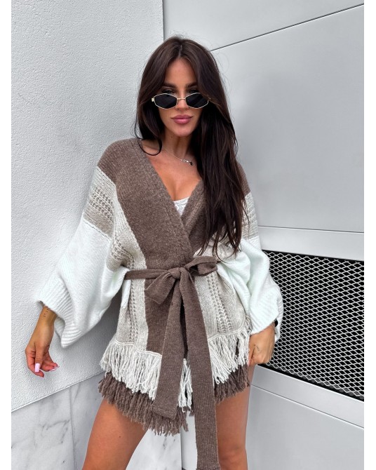 BEŻOWY  KARDIGAN ▪️FRĘDZLE