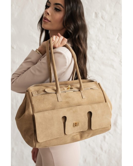 SKÓRZANA TOREBKA ZAMSZ ▪️biega