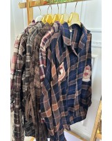 KOSZULA W KRATĘ  ▪️ granat z naszywkami PREMIUM