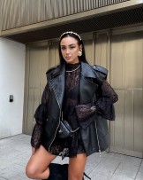 SKÓRZANA KAMIZELKA CZARNA ▪️