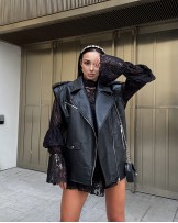 SKÓRZANA KAMIZELKA CZARNA ▪️