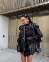 SKÓRZANA KAMIZELKA CZARNA ▪️