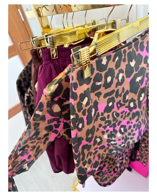 SPODNICZKO SPODENKI PANTERKA róż z czernią ▪️