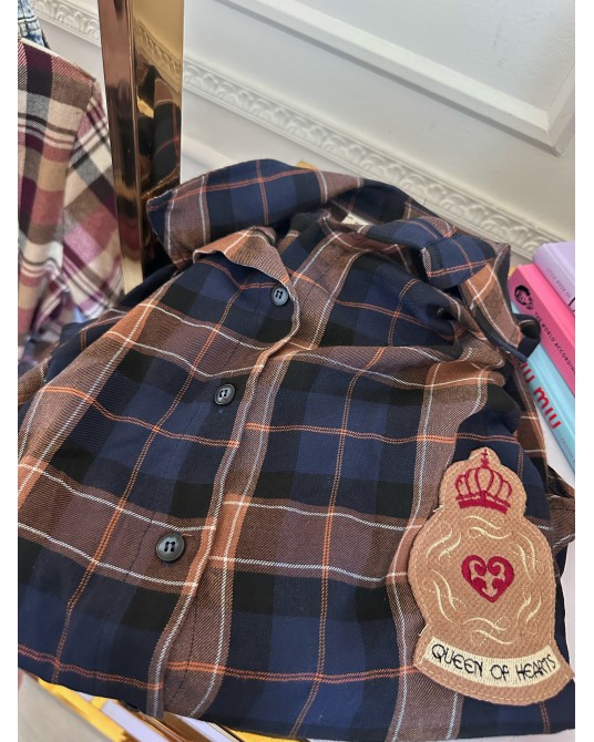 KOSZULA W KRATĘ  ▪️ granat z naszywkami PREMIUM