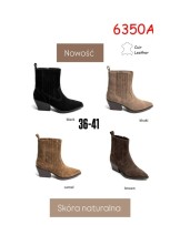 SKÓRZANE CZEKOLADOWE  BOTKI ZAMSZ NATURALNY