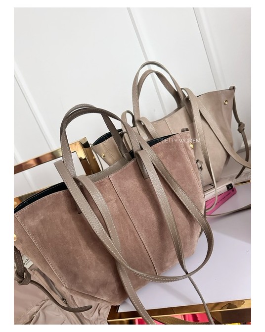 SKÓRZANA TOREBKA MID  ▪️POLENE TAUPE