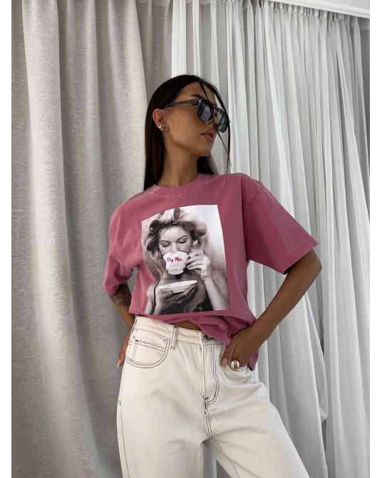 DEKATYZOWANY T▪️SHIRT brudny róż