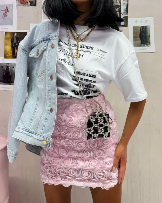 SPÓDNICE W róże 3d ▪️różowa