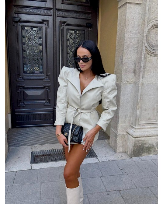 STYLOWA MARYNARKA FASHION LEATHER ▪️ECRU
