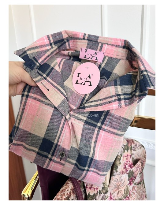 KOSZULA W KRATĘ ▪️Isabell rozowa LAMILLA