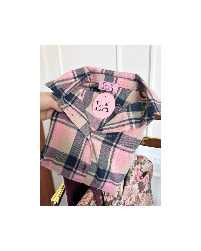 KOSZULA W KRATĘ ▪️Isabell rozowa LAMILLA