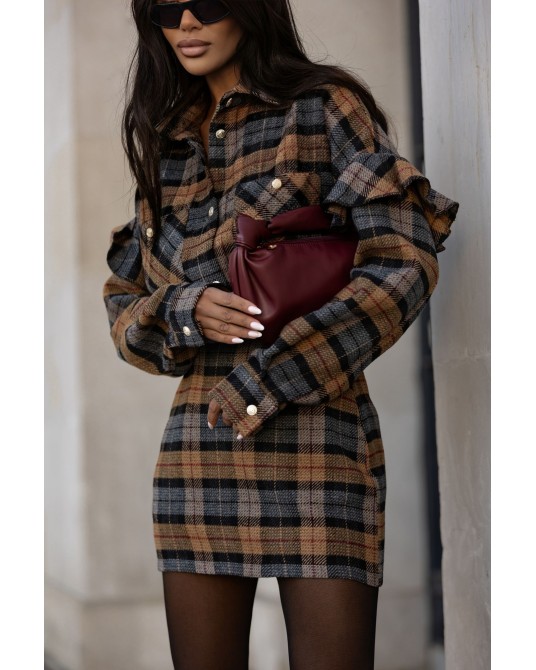 KOSZULA W KRATKĘ OVERSIZE: z wełna