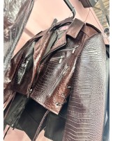 KURTKA RAMONESKA ▪️KROKODYL SKÓRA CZEKOLADA