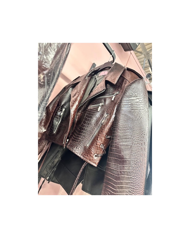 KURTKA RAMONESKA ▪️KROKODYL SKÓRA CZEKOLADA