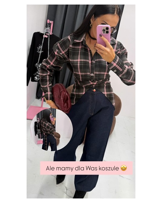 KOSZULA TALIOWANA W KRATKĘ ▪️