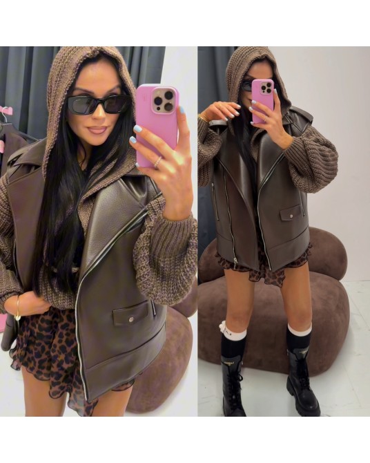 CZEKOLADOWY KARDIGAN Z KAPTUREM ▪️