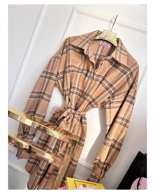 KOSZULO SUKIENKA FLANELA Z PASKIEM ▪️la milla