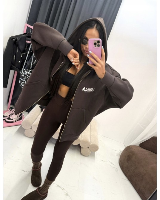 CZEKOLADOWA BLUZA Z ZAMKIEM I KAPTUREM ▪️