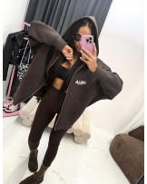 CZEKOLADOWA BLUZA Z ZAMKIEM I KAPTUREM ▪️