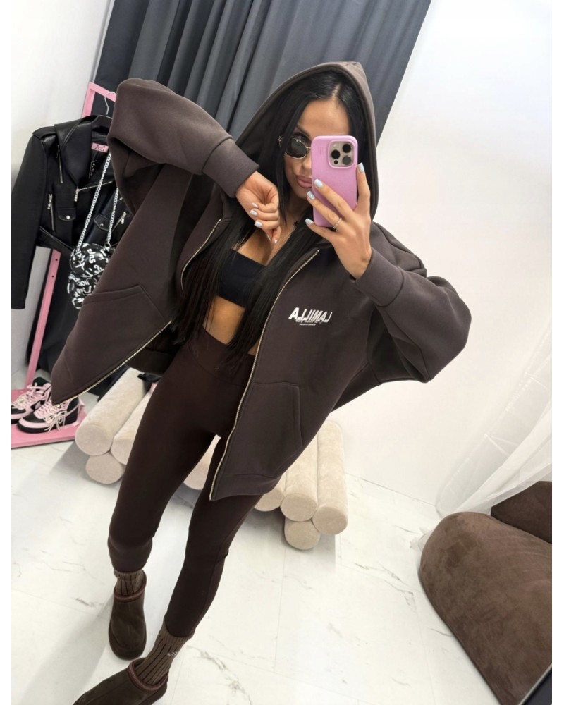 CZEKOLADOWA BLUZA Z ZAMKIEM I KAPTUREM ▪️