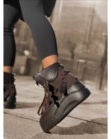 SKÓRZANE SNAKERSY Z MISIEM ▪️czekoladowe