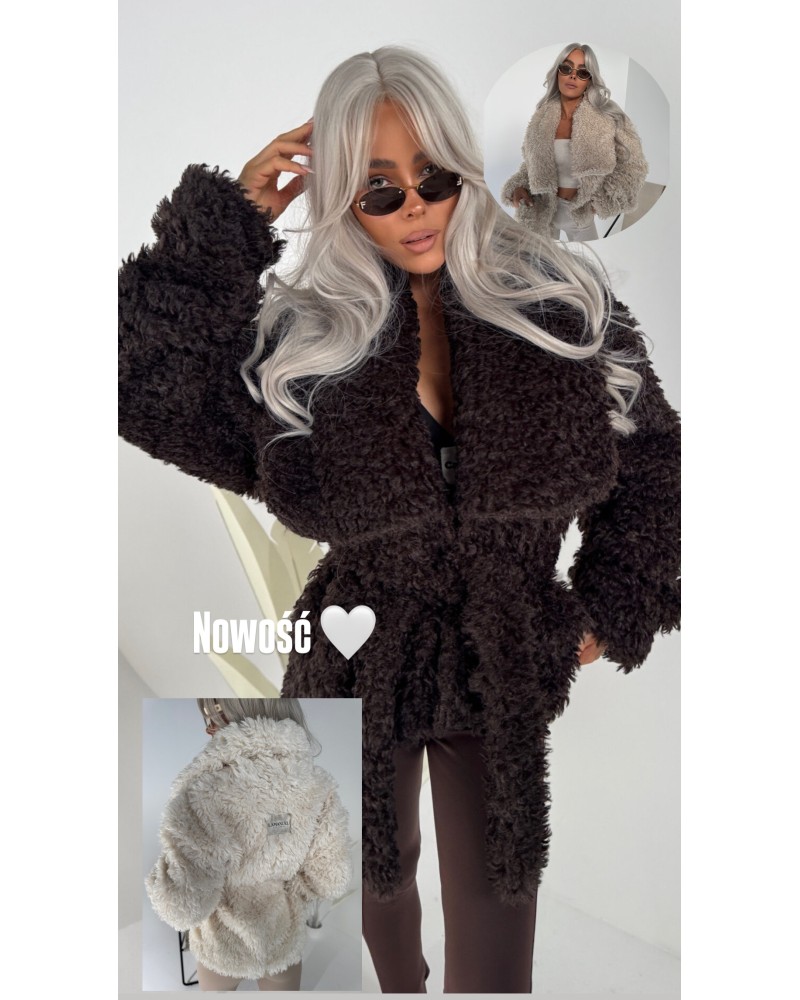 KURTKA KOŻUSZEK ▪️wiązana CZEKOLADA