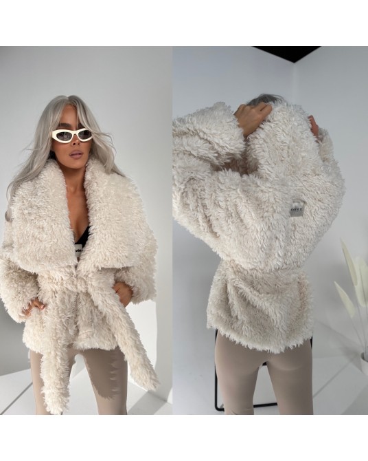 KURTKA KOŻUSZEK ▪️wiązana ECRU