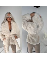 KURTKA KOŻUSZEK ▪️wiązana ECRU