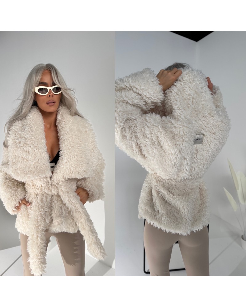 KURTKA KOŻUSZEK ▪️wiązana ECRU