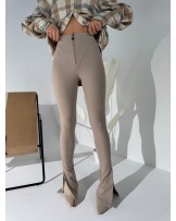 SPODNIE z rozcięciem NORTH ▪️beżowe