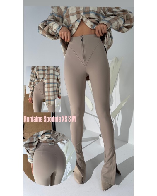 SPODNIE z rozcięciem NORTH ▪️beżowe