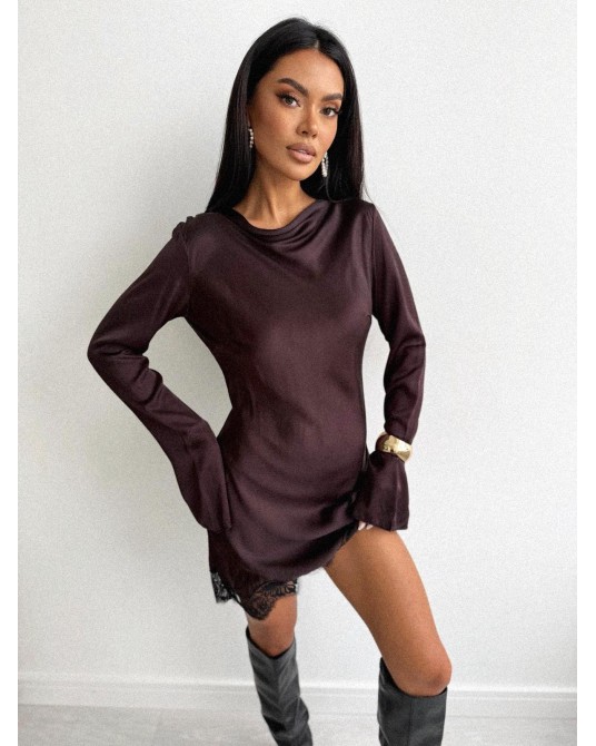 SUKIENKA SATIN ▪️czekolada