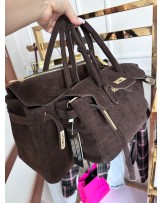 TOREBKA SKÓRA ZAMSZ NATURANY▪️CZEKOLADA