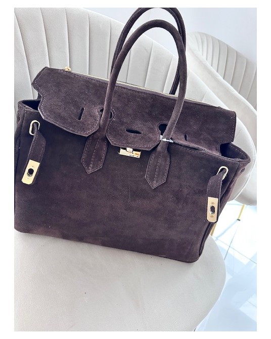 TOREBKA SKÓRA ZAMSZ NATURANY▪️CZEKOLADA