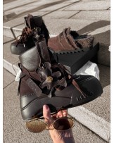 SKÓRZANE SNAKERSY Z MISIEM ▪️czekoladowe