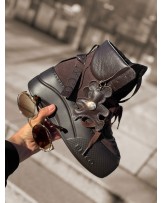 SKÓRZANE SNAKERSY Z MISIEM ▪️czekoladowe