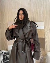 CZEKOLADOWY PŁASZCZ SKÓRZANY