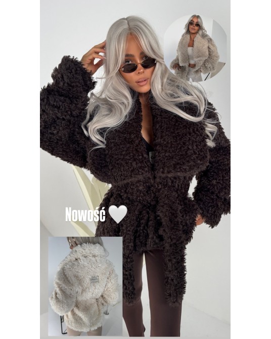 KURTKA KOŻUSZEK ▪️wiązana CZEKOLADA