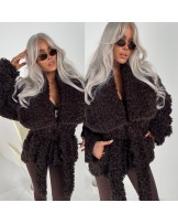 KURTKA KOŻUSZEK ▪️wiązana CZEKOLADA