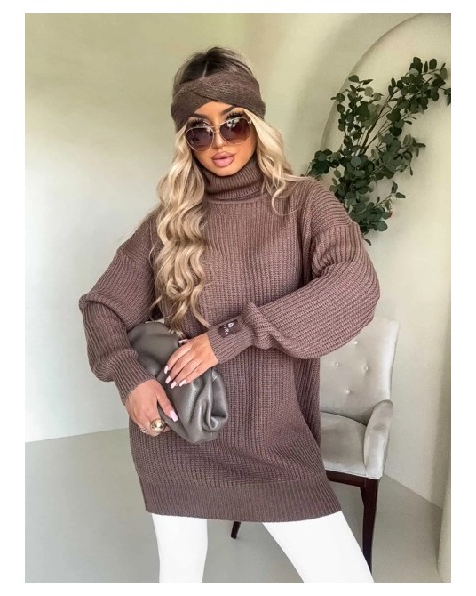 SWETER Z GOLFEM ▪️50 % wełna CZEKOLADOWY