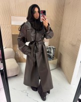 CZEKOLADOWY PŁASZCZ SKÓRZANY