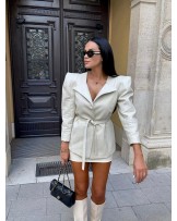 STYLOWA MARYNARKA FASHION LEATHER ▪️ECRU
