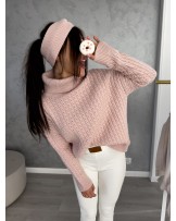 SWETER INKO pudrowy WEŁNA