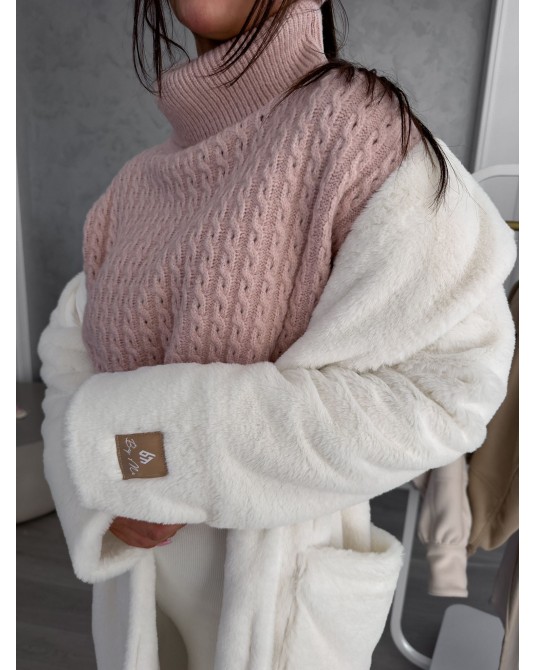 SWETER INKO pudrowy WEŁNA