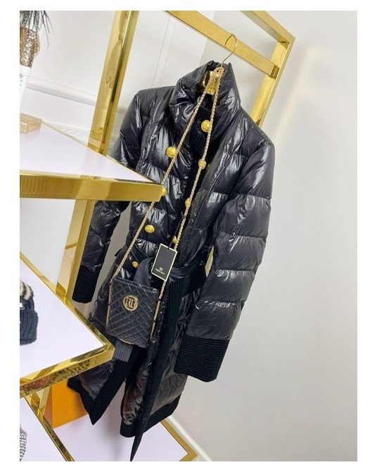 PIKOWANY PŁASZCZ PUCHOWY BALMAIN 