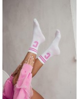 SKARPETY  C BIAŁE  Z RÓŻEM