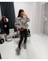 STYLOWY WEŁNIANY PŁASZCZ ▪️szary wiązany