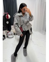 STYLOWY WEŁNIANY PŁASZCZ ▪️szary wiązany