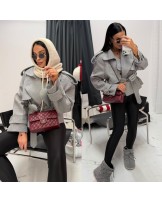 STYLOWY WEŁNIANY PŁASZCZ ▪️szary wiązany