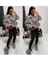 STYLOWY WEŁNIANY PŁASZCZ ▪️szary wiązany